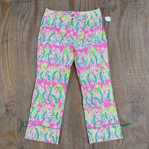 Lilly Pulitzer 🐾 Millionaire’s Row Jungle Print Cargo Capri Pants Size 2 - Picture 1 of 8